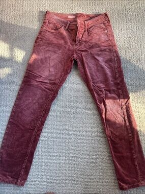 Anthropologie Straight-Leg Corduroy Pants - Wine Red
